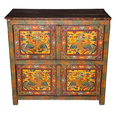 Lot 281 - Asian Style Painted Wood Cabinet Height 37...