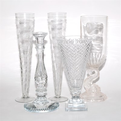 Lot 282 - Group of Five Glass Vases Height of tallest 18...