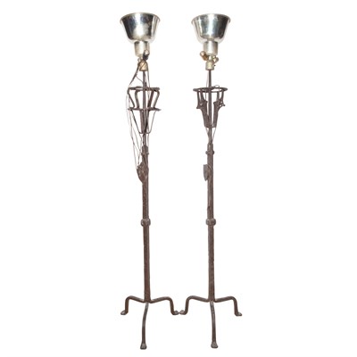 Lot 289 - Pair of Wrought Iron Torcheres Height 62 inches.
