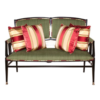 Lot 319 - Jugenstil Style Black Painted Upholstered...