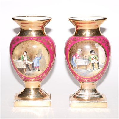 Lot 333 - Pair of Continental Porcelain Vases Height 11...