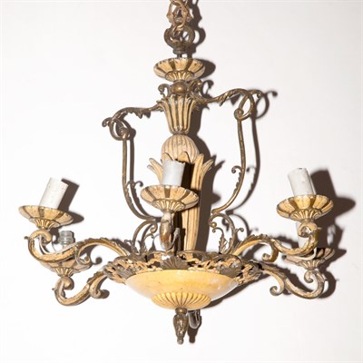 Lot 466 - French Style Enameled Metal Six-Light...