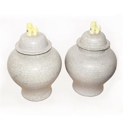 Lot 451 - Pair of Chinese Style Porcelain Covered Jars...