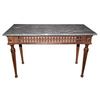 Lot 512 - Louis XVI Style Marble Top Oak Console Height...