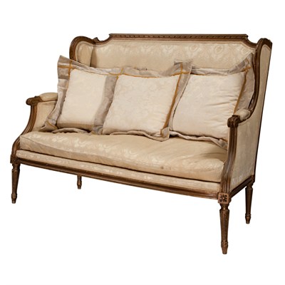 Lot 291 - Louis XVI Style Carved and Gold Painted Settee...