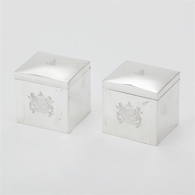 Lot 244 - Pair of George III Sterling Silver Tea Caddies...