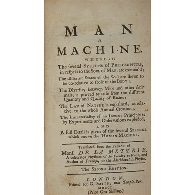 Lot 157 - LA METTRIE, JULIEN OFFRAY DE Man a Machine....
