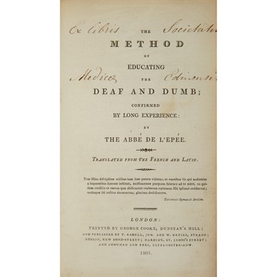 Lot 185 - [SIGN LANGUAGE] L'EPEE, CHARLES MICHEL (ABBE...