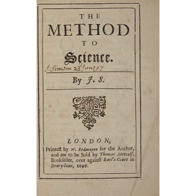 Lot 183 - J.S.=[SERGEANT, JOHN] The Method to Science....