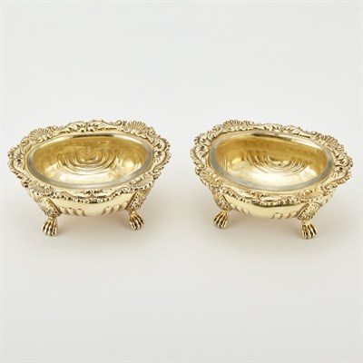 Lot 249 - Pair of George III Sterling Silver Gilt Salt...