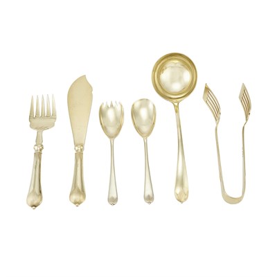 Lot 276 - English Sterling Silver Gilt Flatware Service...
