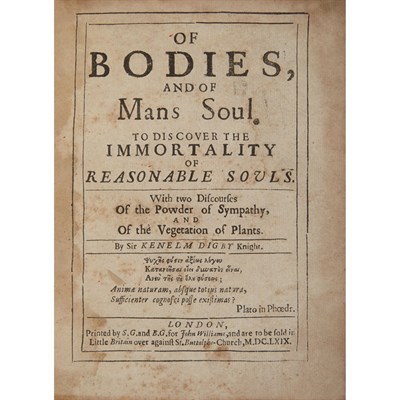 Lot 121 - DIGBY, KENELM, [Sir] Of bodies, and of mans...