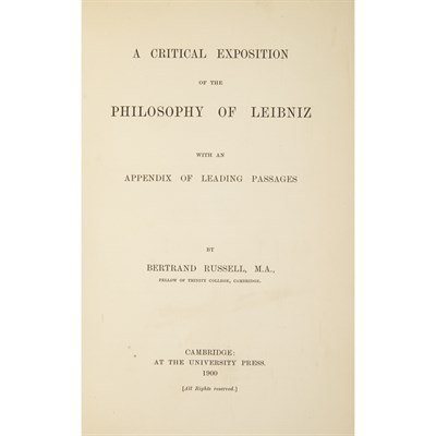 Lot 181 - RUSSELL, BERTRAND A Critical Exposition of the...