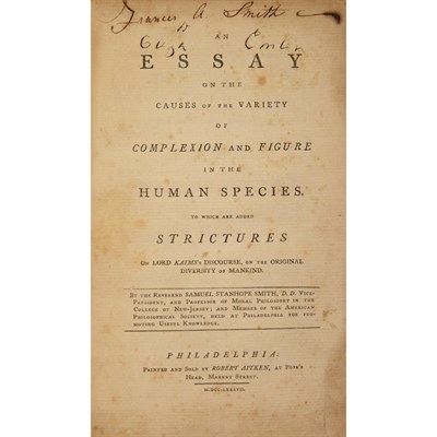 Lot 188 - SMITH, SAMUEL STANHOPE An essay on the causes...