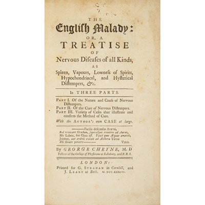 Lot 106 - CHEYNE, GEORGE The English malady: or, a...
