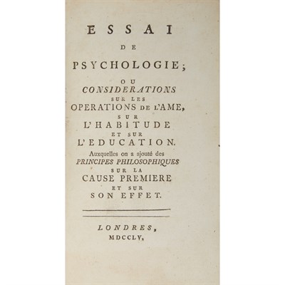 Lot 177 - [PSYCHOLOGY] BONNET, CHARLES. Essai de...