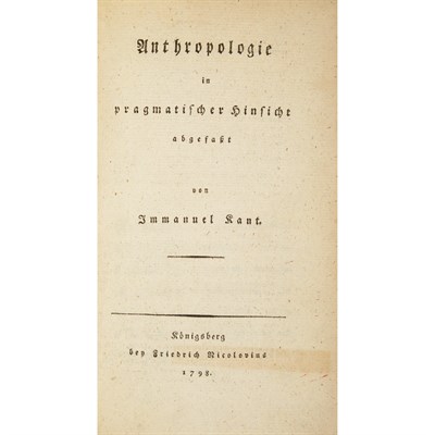 Lot 154 - KANT, IMMANUEL Anthropologie in pragmatischer...
