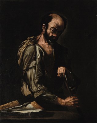 Lot 12 - Follower of Jusepe Ribera A Philosopher,...