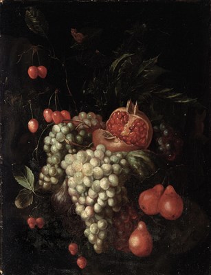 Lot 35 - Follower of Joris van Son Still Life of Grapes,...