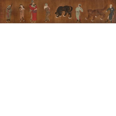 Lot 220 - Chinese School Handscroll fragment, figures...