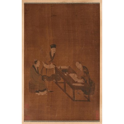 Lot 204 - Chinese School Scholars at a table Unsigned,...