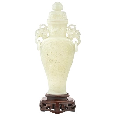 Lot 296 - Chinese Pale Celadon Jade Mughal Style Covered...