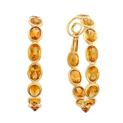 Lot 22 - Pair of Gold and Citrine Hoop Earrings, Piranesi
