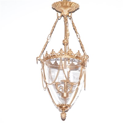 Lot 528 - Set of Three Gilt-Bronze and Glass Hall...