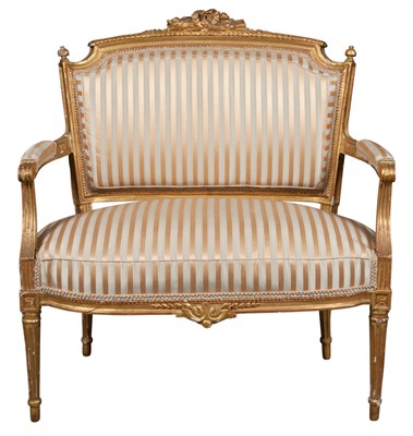 Lot 153 - Louis XVI Style Carved and Giltwood Canape The...