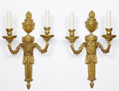 Lot 161 - Pair of Louis XVI Style Gilt-Bronze Two-Light...