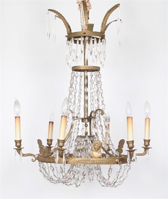 Lot 389 - Empire Style Gilt-Metal Six-Light Chandelier...