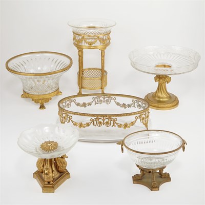 Lot 139 - Group of Four Gilt-Metal Mounted Glass Table...