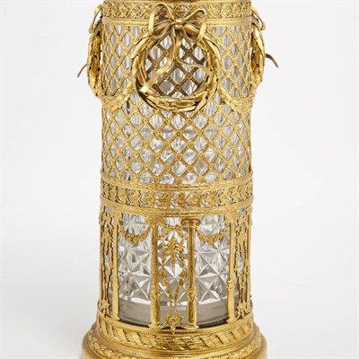 Lot 257 - Group of Three Gilt-Metal Mounted Glass Vases...