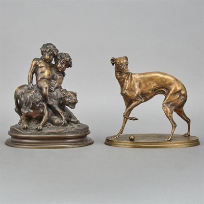 Lot 260 - Bronze Figure of a Whippet and a Ball After a...