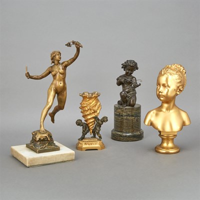 Lot 261 - Group of Gilt and Patinated-Bronze Articles...