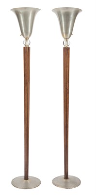 Lot 303 - Pair of Art Deco Floor Lamps Brushed metal,...