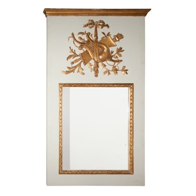 Lot 282 - Louis XVI Style Painted Trumeau Mirror Height...