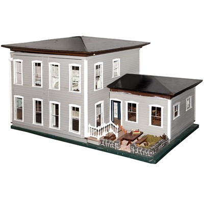 Lot 603 - American Painted Wood Doll House and Furniture...