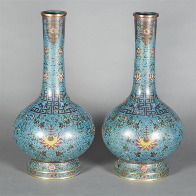 Lot 291 - Pair of Chinese Cloisonne Vases Early 19th...