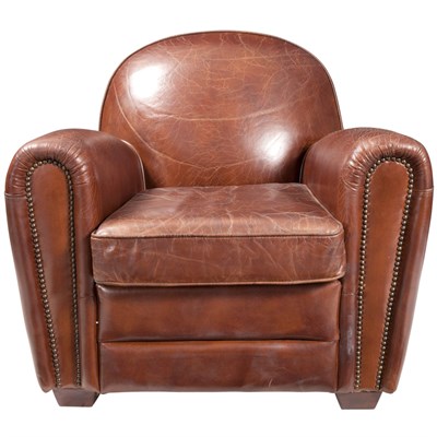 Lot 378 - Pair of Brown Leather Upholstered Club Chairs