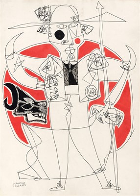 Lot 123 - Manolo Millares Spanish, 1926-1972 Untitled...