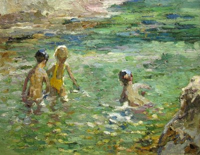 Lot 124 - 20th Century School Young Bathers Oil on...