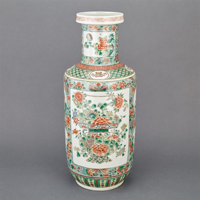 Lot 245 - Chinese Famille Verte Glazed Porcelain Vase...