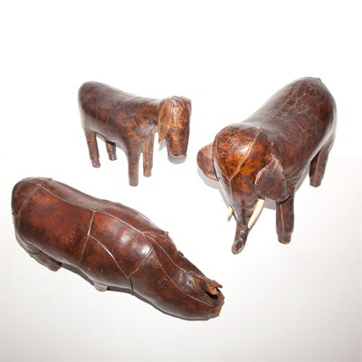 Lot 637 - Group of Three Leather Animal-Form Footstools...