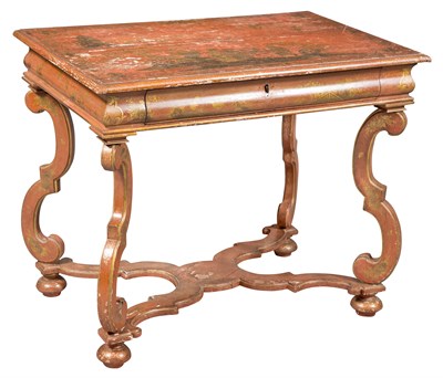 Lot 348 - German Red-Japanned and Parcel-Gilt Center...