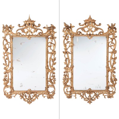 Lot 413 - Pair of George II Style Giltwood Pier Mirrors...