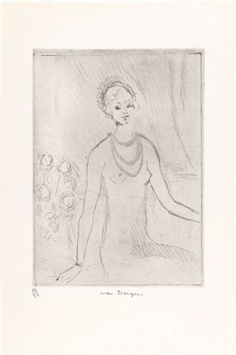Lot 85 - Kees van Dongen [SEATED NUDE WITH PEARL...