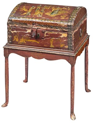 Lot 353 - George I Red-Japanned and Parcel-Gilt Coffer...