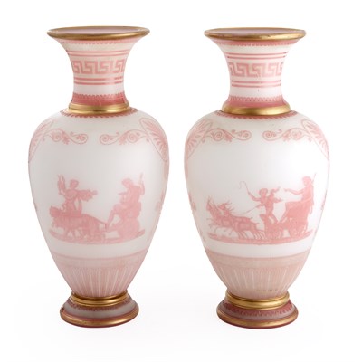 Lot 351 - Pair of French Acid-Etched and Gilt Decorated...