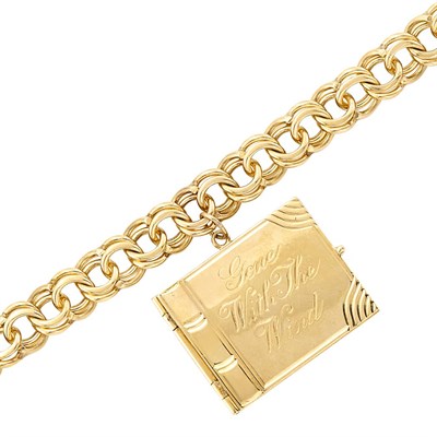 Lot 97 - Gold Charm Bracelet with a "Gone With the Wind" Charm